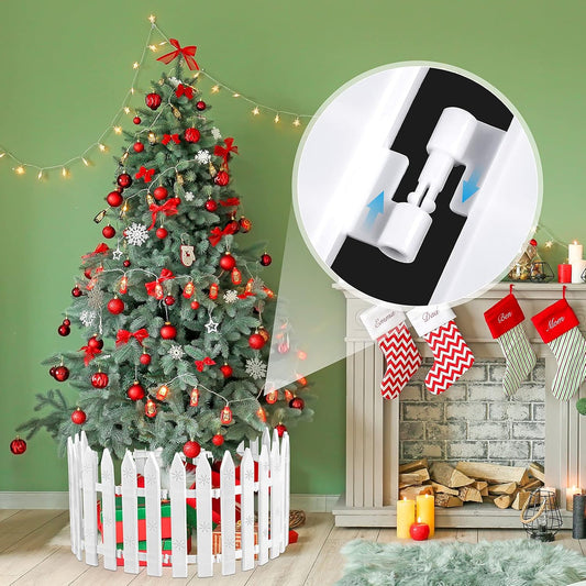 Christmas Tree Thick White Plastic Picket Fence for Pets and Kids